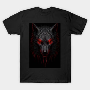 Wolf In Red and Black: Majestic Animals In Striking Colors T-Shirt